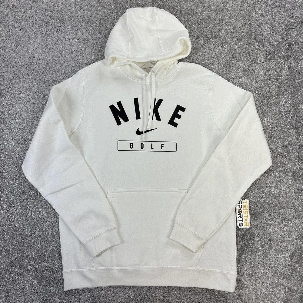 Nike Golf Hoodie Mens Medium White Club Fleece Pullover Sweatshirt Swoosh Logo